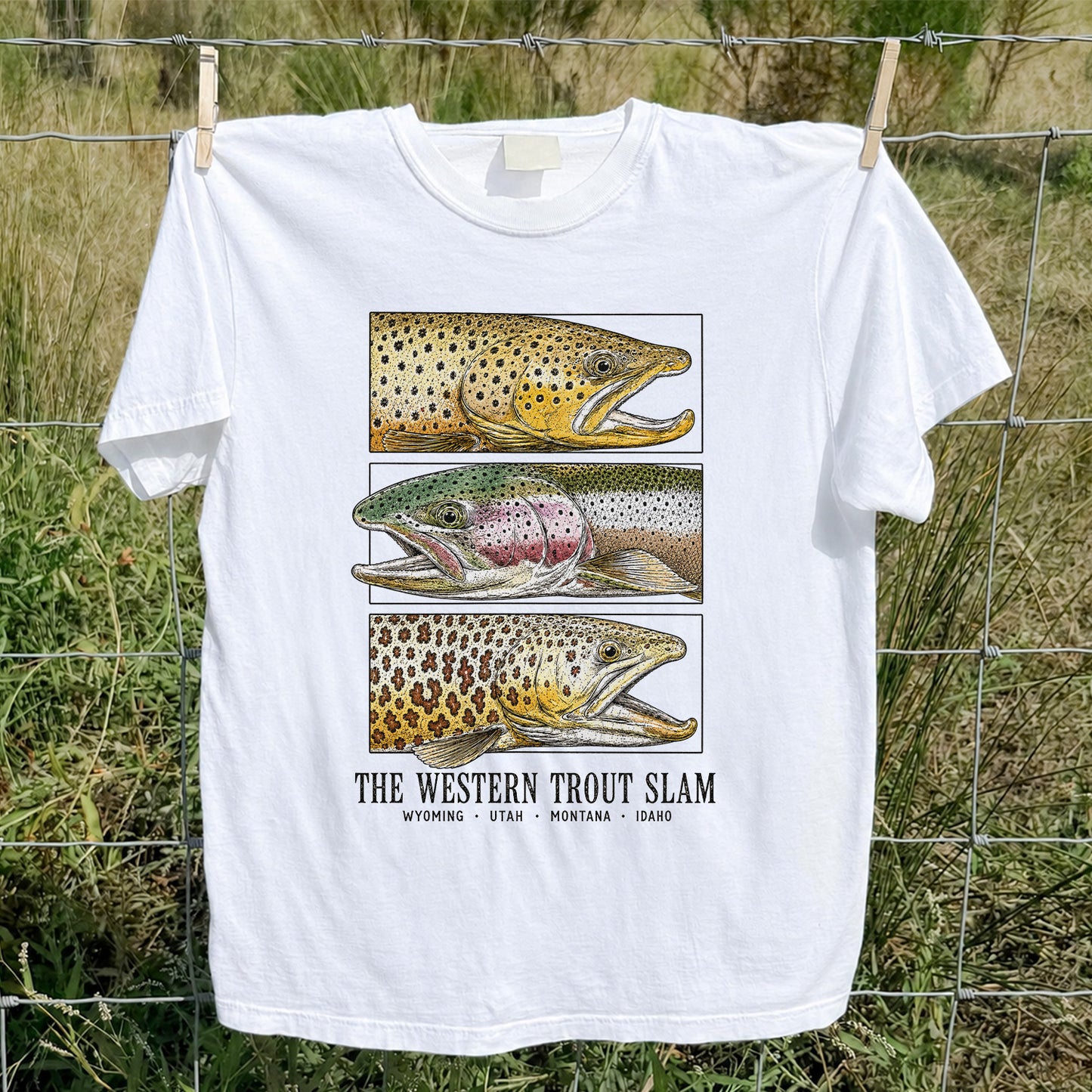 The Western Trout Slam Wyoming Utah Montana Idaho Fishing T-Shirt