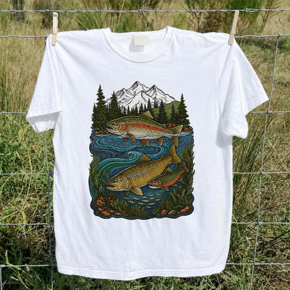 Trout Fishing T-Shirt  Mountain River Fishing Tee