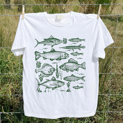 Vintage Freshwater and Saltwater Fish Collection Graphic T-Shirt