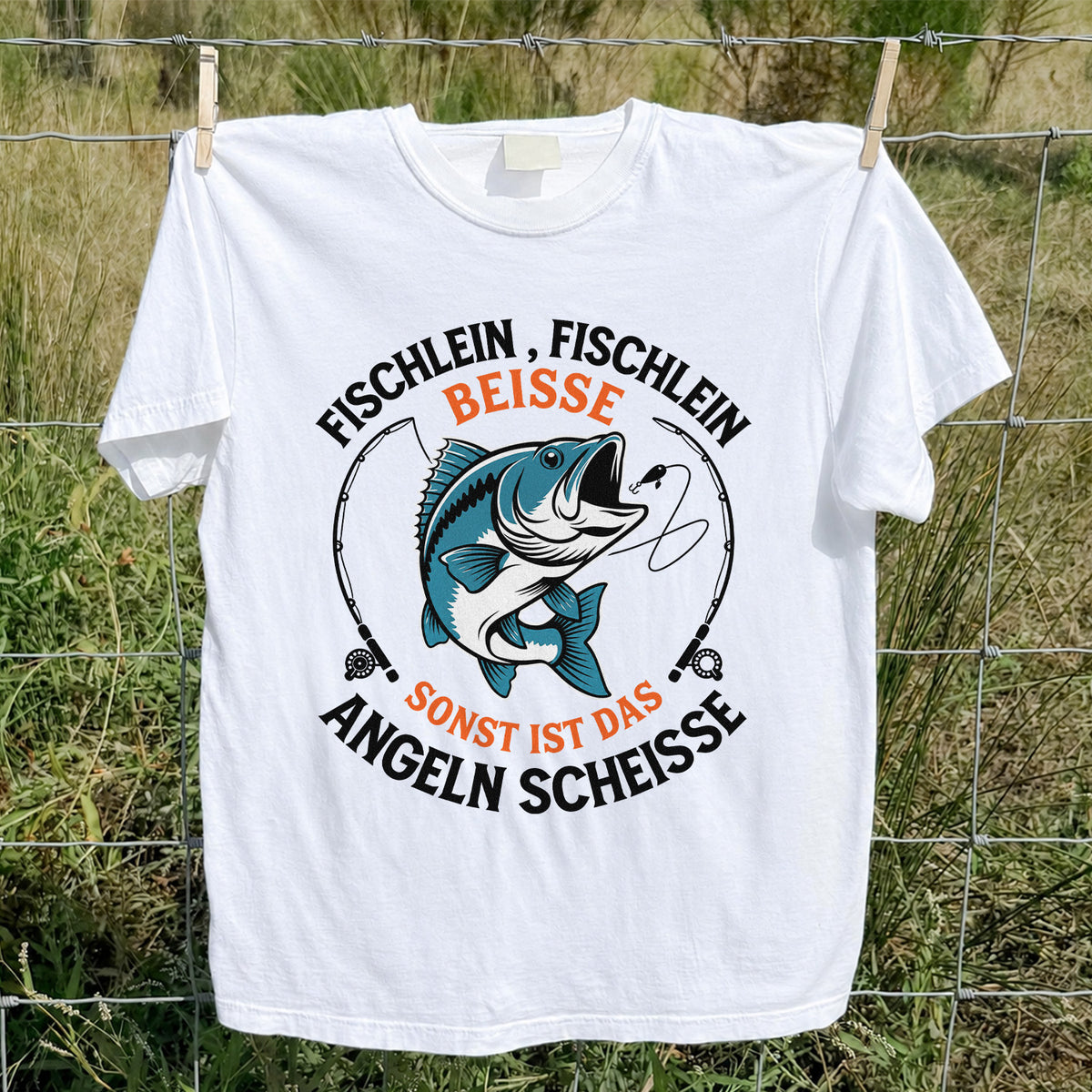 Fischlein Fischlein Beisse Funny Fishing Graphic T-Shirt