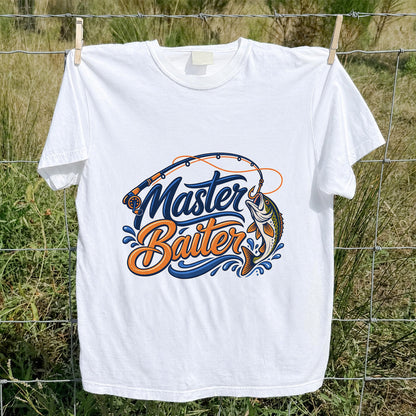 Master Baiter Funny Fishing Rod and Jumping Fish T-Shirt