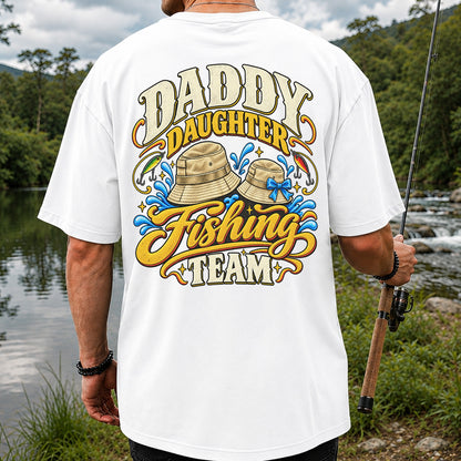 Dad Daughter Fishing Team Family Fishing Graphic T-Shirt | Back Print
