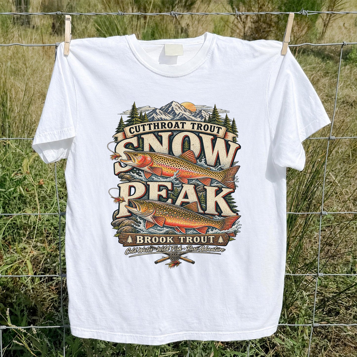Cutthroat Trout Snow Peak Brook Trout Fishing Graphic T-Shirt