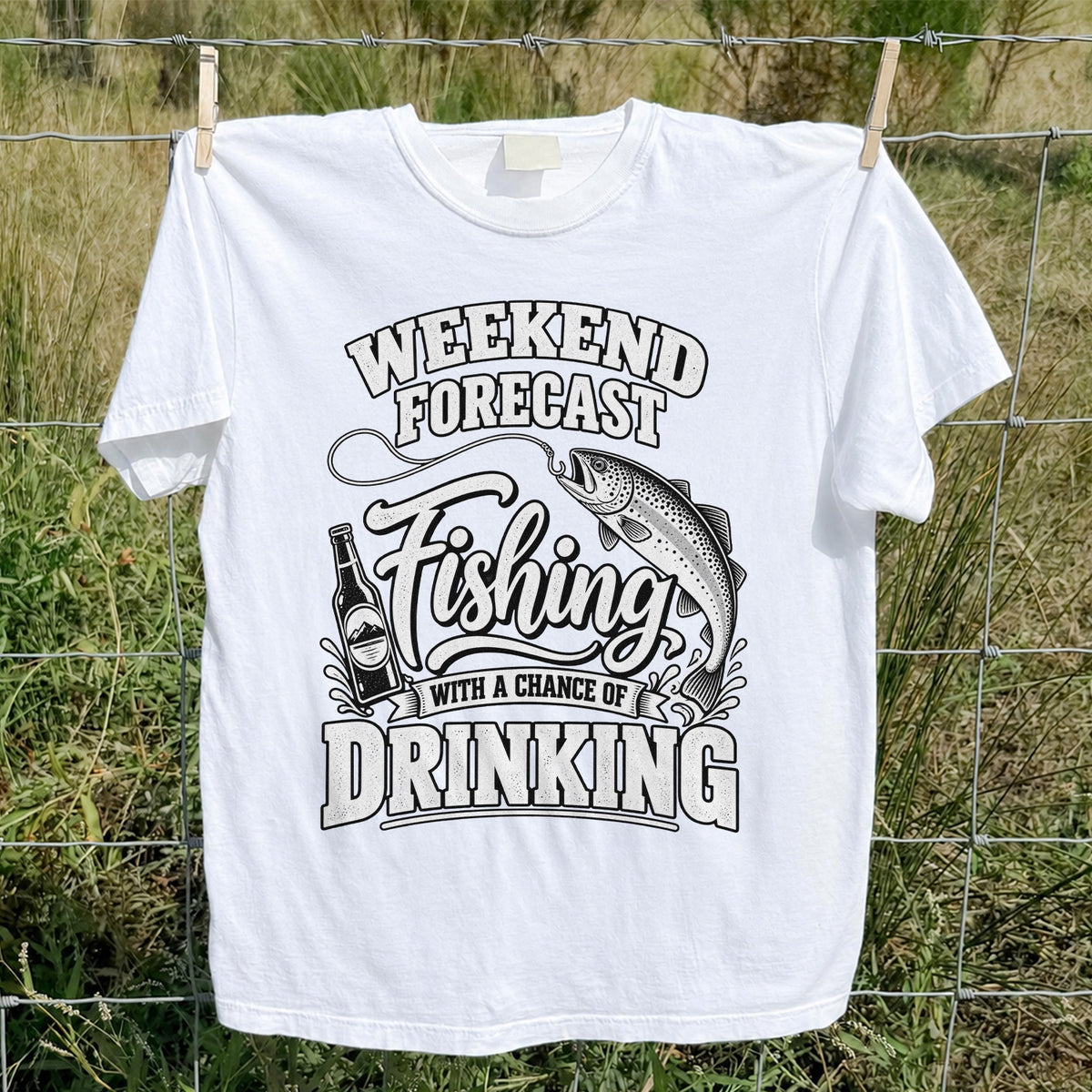 Weekend Forecast Fishing With a Chance of Drinking Trout T-Shirt