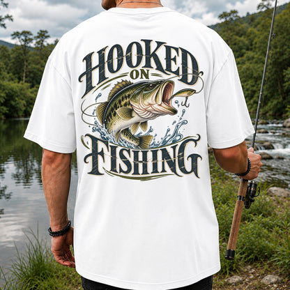 Hooked on Fishing Largemouth Bass Graphic T-Shirt | Back Print