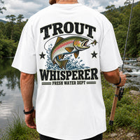 Trout Whisperer Fresh Water Dept Rainbow Tee, Trout Fishing T-Shirt | Back Print