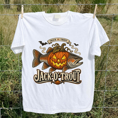 Jack-O'-Trout Trick or Trout Halloween Fishing T-Shirt