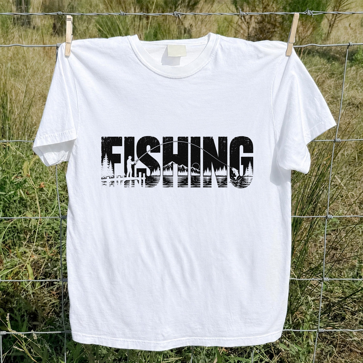 Fishing Lake Angler Vintage Graphic T-Shirt