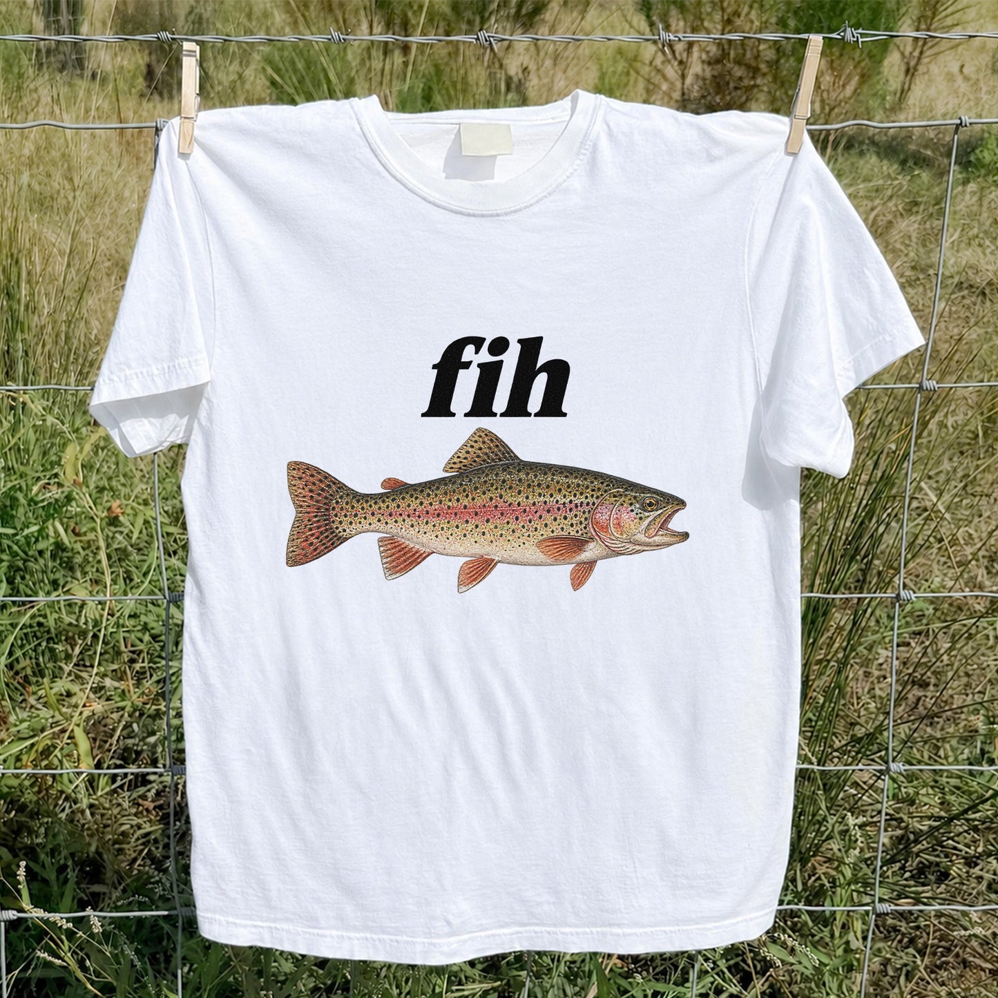Fih Rainbow Trout Minimalist Fishing Graphic T-Shirt