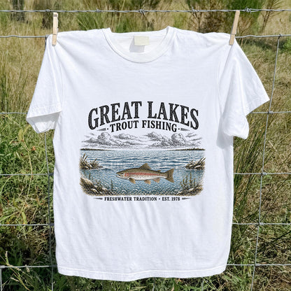 Great Lakes Trout Fishing Freshwater Tradition Est. 1978 Graphic T-Shirt