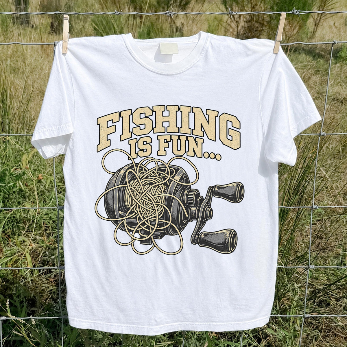 Fishing Is Fun Tangled Baitcasting Reel Funny Fishing T-Shirt