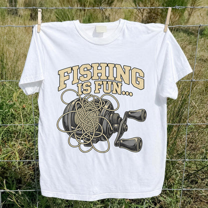 Fishing Is Fun Tangled Baitcasting Reel Funny Fishing T-Shirt
