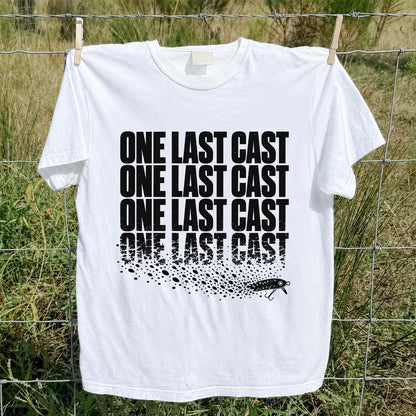 One Last Cast Repeating Fishing Lure Graphic T-Shirt