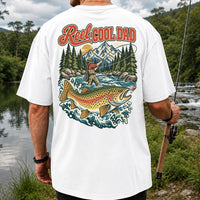 Reel Cool Dad Rainbow Trout Fly Fishing Graphic T-Shirt | Back Print