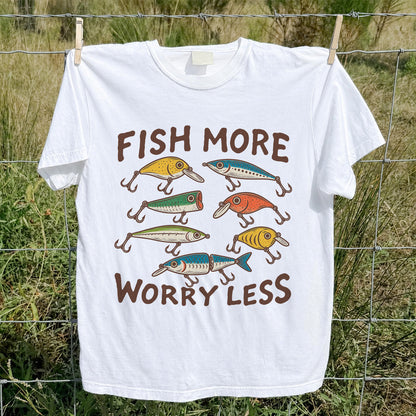 Colorful Fishing Lures and Hooks Graphic T-Shirt
