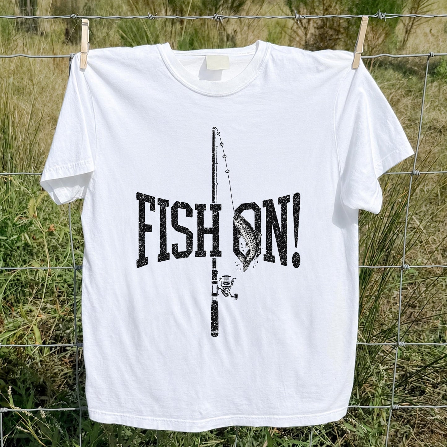 Fish On Trout and Fishing Rod Vintage Graphic T-Shirt