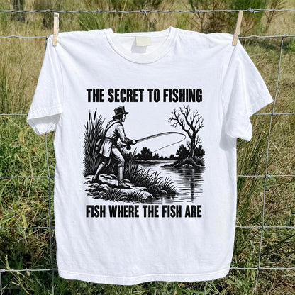 The Secret to Fishing Fish Where the Fish Are Graphic T-Shirt