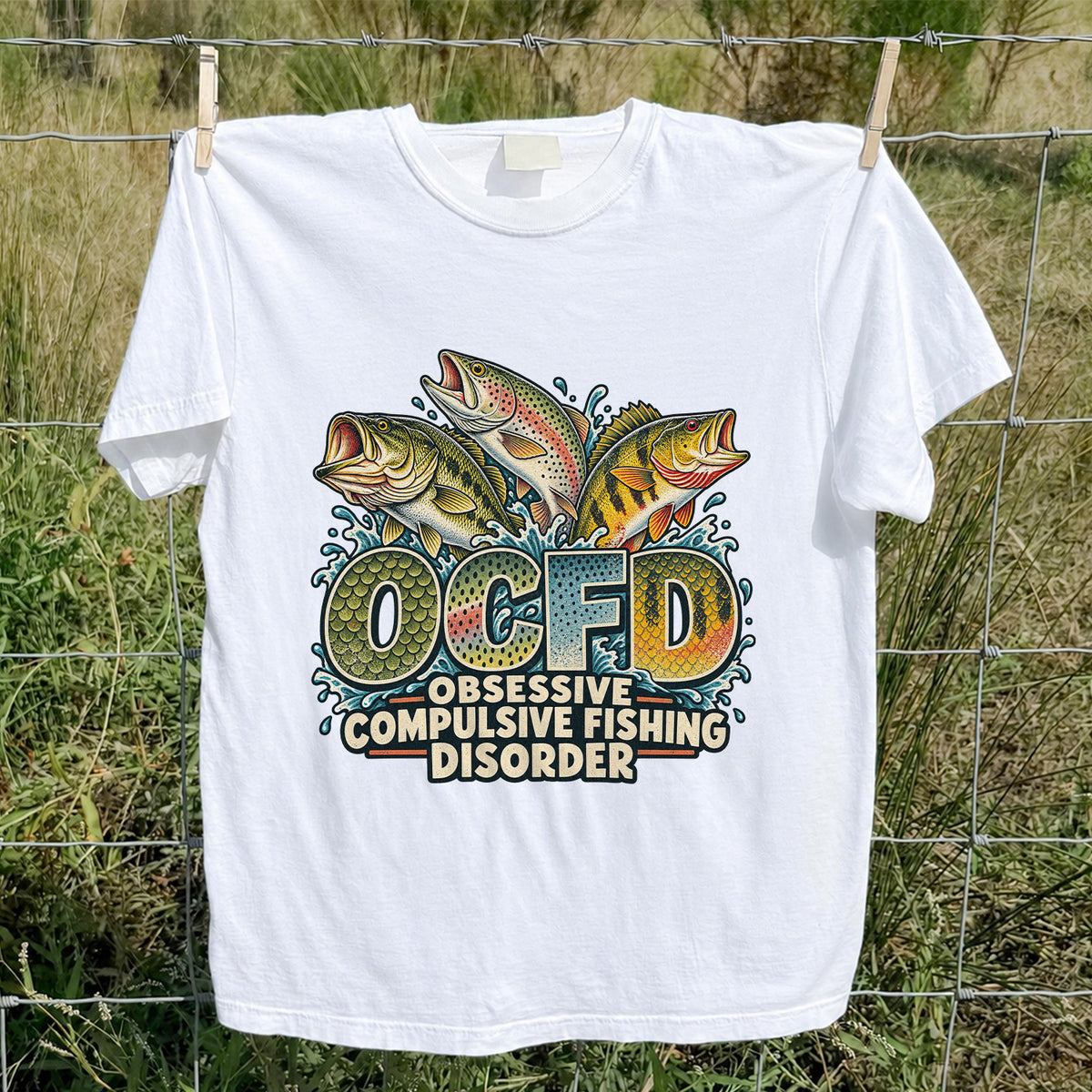 OCFD Obsessive Compulsive Fishing Disorder Bass and Trout T-Shirt