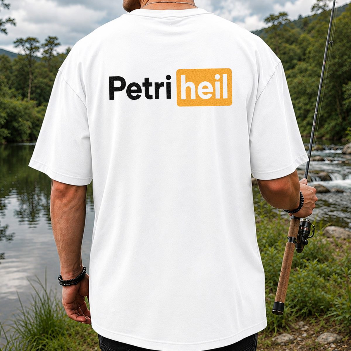 Petri Heil Fishing Logo Graphic T-Shirt | Back Print