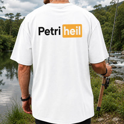 Petri Heil Fishing Logo Graphic T-Shirt | Back Print