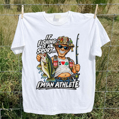If Fishing Is a Sport I'm an Athlete Funny Bass Angler T-Shirt