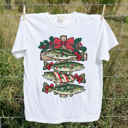Christmas Bass Fishing Sign Holiday Graphic T-Shirt