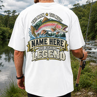 Personalized The Man The Myth The Fishing Legend Rainbow Trout T-Shirt | Back Print