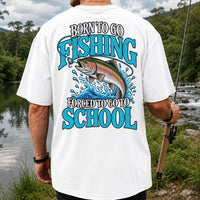 Born to Go Fishing Forced to Go to School Rainbow Tee, Trout T-Shirt | Back Print