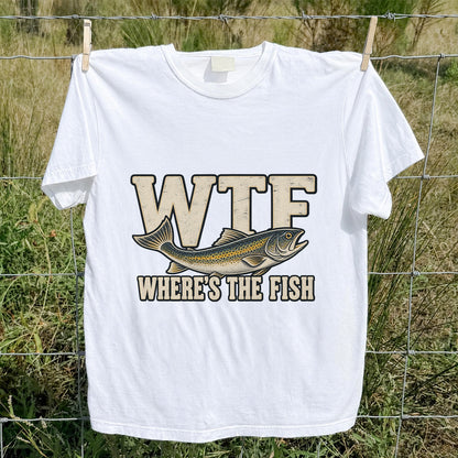 WTF Where’s the Fish Funny Fishing Graphic T-Shirt