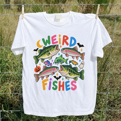 Weird Fishes Halloween Bass and Rainbow Trout Fishing T-Shirt