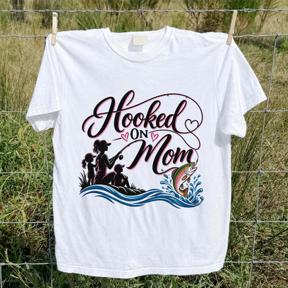 Hooked on Mom Rainbow Trout Family Fishing T-Shirt