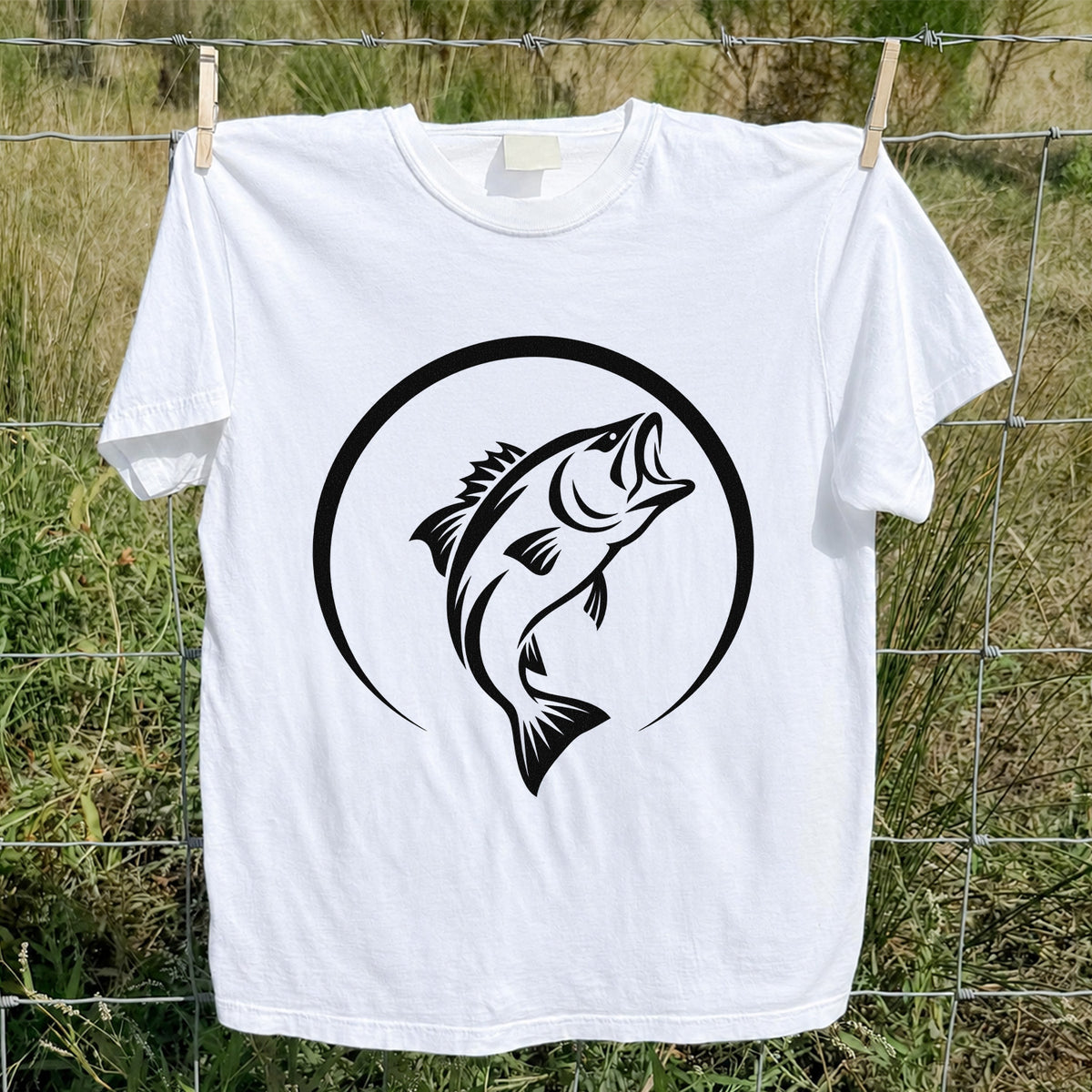 Minimalist Jumping Bass Fishing Silhouette T-Shirt