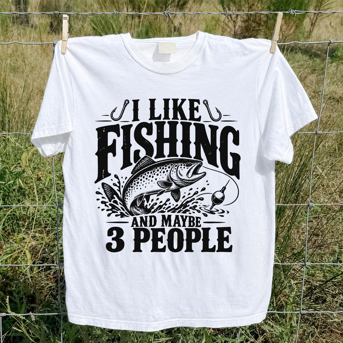 Funny Trout Fishing Three People Graphic T-Shirt