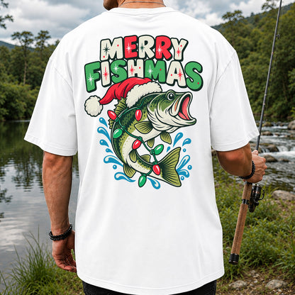 Christmas Bass Wrapped in Lights Graphic T-Shirt | Back Print
