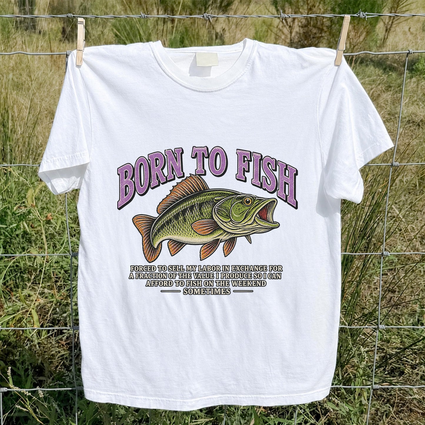 Born to Fish Funny Bass Fishing Graphic T-Shirt