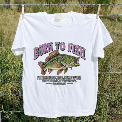 Born to Fish Funny Bass Fishing Graphic T-Shirt