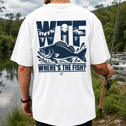 WTF Where's the Fish Funny Fishing Graphic T-Shirt | Back Print