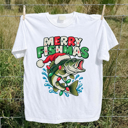 Christmas Bass Wrapped in Lights Graphic T-Shirt