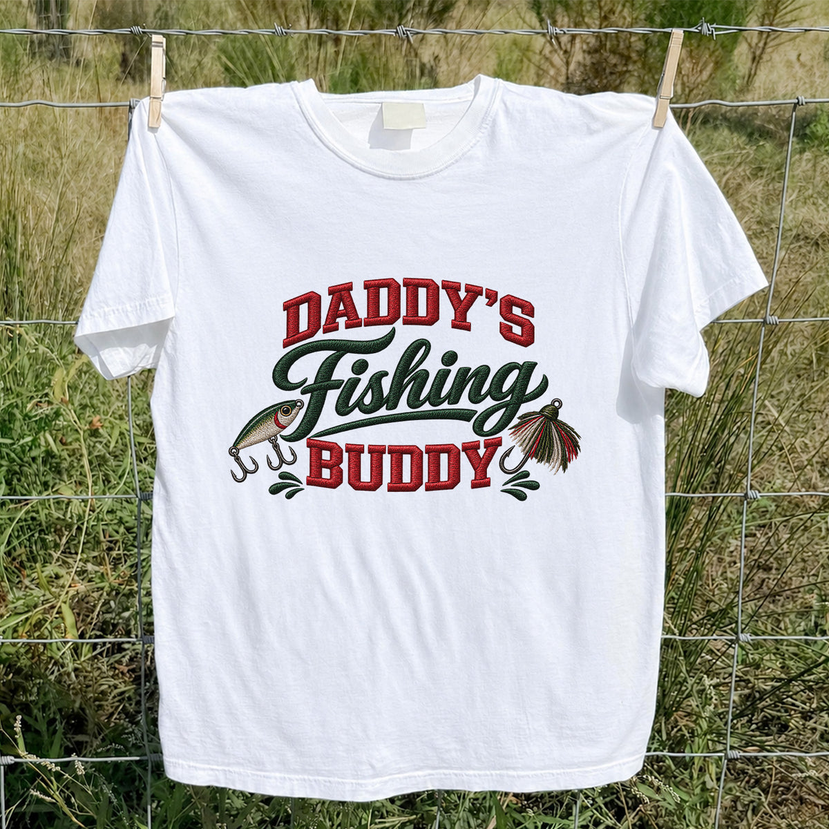 Daddy's Fishing Buddy Funny Fishing Graphic T-Shirt
