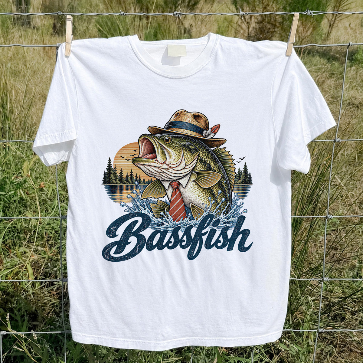 Cowboy Hat Bass Fishing Graphic T-Shirt