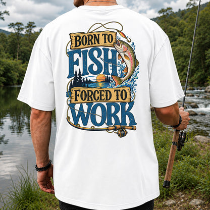 Rainbow Trout Lake Sunset Fishing Graphic T-Shirt | Back Print