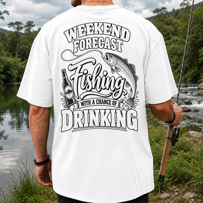 Weekend Forecast Fishing With a Chance of Drinking Trout T-Shirt | Back Print