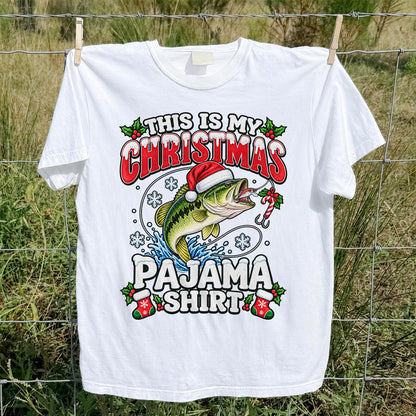 This Is My Christmas Pajama Shirt Bass Fishing T-Shirt