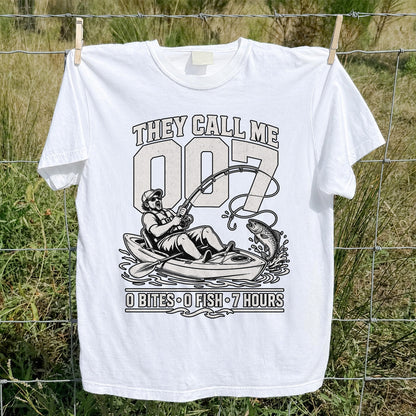 They Call Me 007 0 Bites 0 Fish 7 Hours Funny Kayak Fishing T-Shirt
