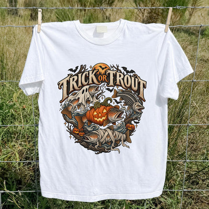 Trick or Trout Haunted Fish Halloween Fishing T-Shirt