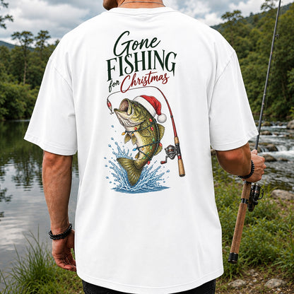 Gone Fishing for Christmas Bass Fishing Graphic T-Shirt | Back Print