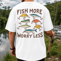 Colorful Fishing Lures and Hooks Graphic T-Shirt | Back Print