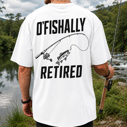Retirement Fishing Graphic T-Shirt with Fishing Rod and Bass | Back Print