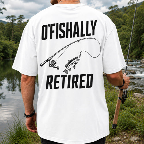 Retirement Fishing Graphic T-Shirt with Fishing Rod and Bass | Back Print