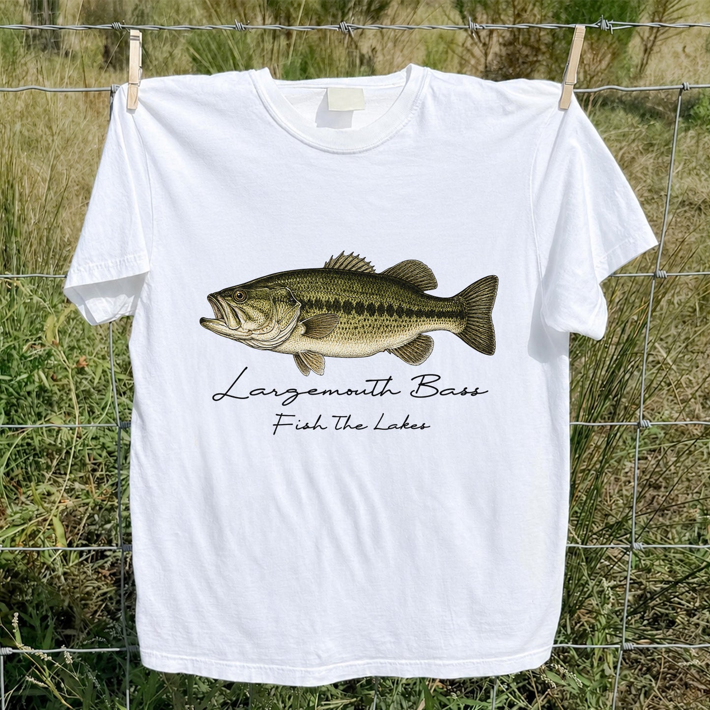 Largemouth Bass Fishing T-Shirt Fish The Lakes Vintage Bass Angler Tee